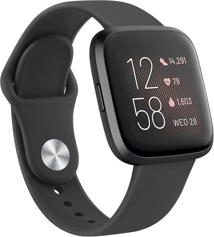 أحزمة سيليكون AK متوافقة مع Fitbit Versa 2 / Fitbit Versa/Versa Lite/Versa SE Bands للنساء والرجال، أساور معصم رياضية بديلة كلاسيكية ناعمة لساعة Fitbit Versa 2 الذكية (أسود) in Kuwait