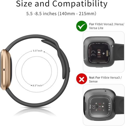 أحزمة سيليكون AK متوافقة مع Fitbit Versa 2 / Fitbit Versa/Versa Lite/Versa SE Bands للنساء والرجال، أساور معصم رياضية بديلة كلاسيكية ناعمة لساعة Fitbit Versa 2 الذكية (أسود) in Kuwait
