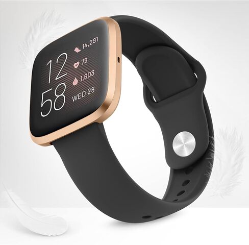 أحزمة سيليكون AK متوافقة مع Fitbit Versa 2 / Fitbit Versa/Versa Lite/Versa SE Bands للنساء والرجال، أساور معصم رياضية بديلة كلاسيكية ناعمة لساعة Fitbit Versa 2 الذكية (أسود) in Kuwait