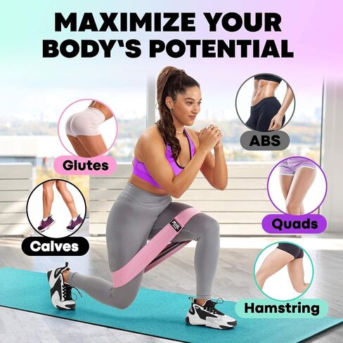 Resistance Bands for Working Out Women - 5 Booty Bands for Women and Men Best Exercise Bands, Workout Bands for Workout Legs Butt Glute - Gym Fitness Fabric Bands Set for Home with Training Guide in Kuwait