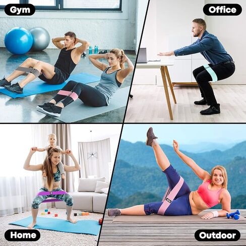 Resistance Bands for Working Out Women - 5 Booty Bands for Women and Men Best Exercise Bands, Workout Bands for Workout Legs Butt Glute - Gym Fitness Fabric Bands Set for Home with Training Guide in Kuwait