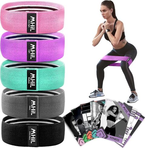 Resistance Bands for Working Out Women - 5 Booty Bands for Women and Men Best Exercise Bands, Workout Bands for Workout Legs Butt Glute - Gym Fitness Fabric Bands Set for Home with Training Guide in Kuwait