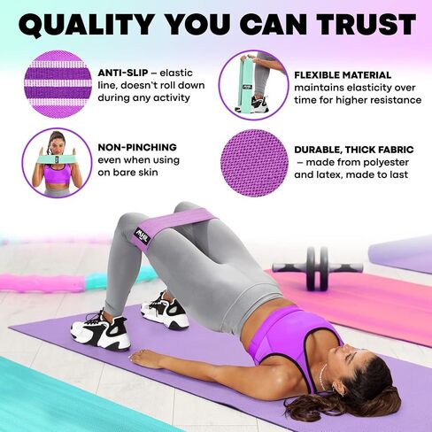 Resistance Bands for Working Out Women - 5 Booty Bands for Women and Men Best Exercise Bands, Workout Bands for Workout Legs Butt Glute - Gym Fitness Fabric Bands Set for Home with Training Guide in Kuwait