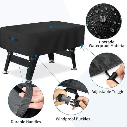 ايه كيه فيت غطاء طاولة كرة القدم، غطاء طاولة كرة قدم مقاوم للماء، مقاوم للرياح والغبار، حماية من الاشعة فوق البنفسجية، غطاء طاولة لكرسي القهوة في الفناء الخارجي / الداخلي/غرفة الالعاب (اسود) in Kuwait