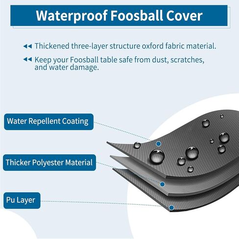 ايه كيه فيت غطاء طاولة كرة القدم، غطاء طاولة كرة قدم مقاوم للماء، مقاوم للرياح والغبار، حماية من الاشعة فوق البنفسجية، غطاء طاولة لكرسي القهوة في الفناء الخارجي / الداخلي/غرفة الالعاب (اسود) in Kuwait