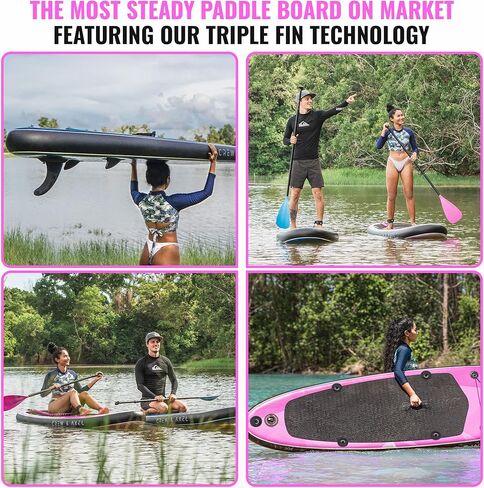 2024 Crew Axel Inflatable Paddle Board 10’33’6" Extra Wide & Lightweight (18lb) Paddle Board – Premium SUP Set Includes 2 Bags, Floating Paddle, Camera Mount, 3 Fins, Dual Pump Kit in Kuwait