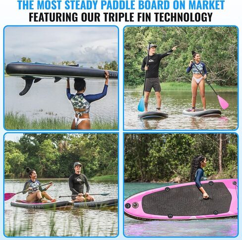 2024 Crew Axel Inflatable Paddle Board 10’33’6" Extra Wide & Lightweight (18lb) Paddle Board – Premium SUP Set Includes 2 Bags, Floating Paddle, Camera Mount, 3 Fins, Dual Pump Kit in Kuwait