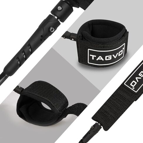 Tagvo Sup Leash Coiled 10' Super Strong 7mm Cord with Waterproof Waist Pouch, Comfortable Padded Neoprene Ankle Cuff Stand up Paddle Board Leash with Double Swivels Anti-rust, Flexible Surfboard Leash in Kuwait