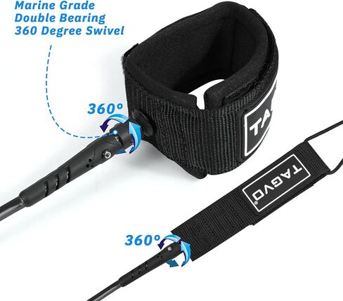 Tagvo Sup Leash Coiled 10' Super Strong 7mm Cord with Waterproof Waist Pouch, Comfortable Padded Neoprene Ankle Cuff Stand up Paddle Board Leash with Double Swivels Anti-rust, Flexible Surfboard Leash in Kuwait