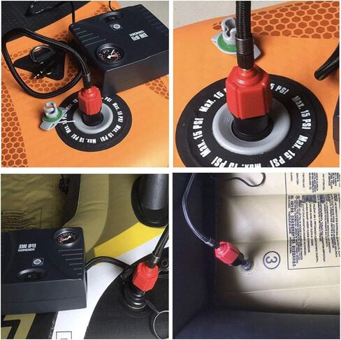 Alon Inflatable SUP Pump Adaptor with Standard Conventional Air Multi-Valve Attachment, SUP Pump Adaptor Compressor Air Valve Converter with 4 Air Valve Nozzles for Boat, Paddle Board, Bed, Etc in Kuwait
