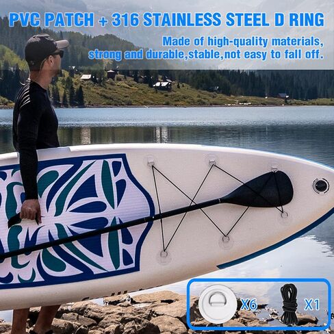 مجموعة من 6 قطع من حلقات على شكل حرف D من بلاستيك PVC مع رقعة بطول 3.5 متر من فان واتر، ملحقات من الستانلس ستيل، حقيبة اصلاح قابلة للتعديل، مشاريع يدوية لألواح التجديف in Kuwait