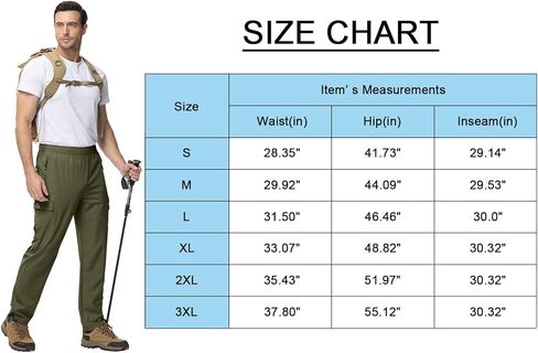 BGOWATU Hiking Pants for Men, Water Resistant Stretch Cargo Pants, Lightweight Quick Dry Outdoor Fishing Pants in Saudi Arabia