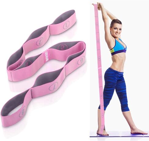 DEHUB Stretch Strap, Elastic Yoga Stretching Strap, Multi-Loop for Physical Therapy, Pilates, Yoga, Dance & Gymnastics Exercise and Flexible Pilates Stretch Band in Kuwait