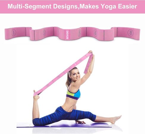 DEHUB Stretch Strap, Elastic Yoga Stretching Strap, Multi-Loop for Physical Therapy, Pilates, Yoga, Dance & Gymnastics Exercise and Flexible Pilates Stretch Band in Kuwait
