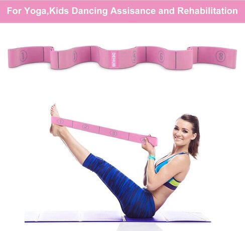 DEHUB Stretch Strap, Elastic Yoga Stretching Strap, Multi-Loop for Physical Therapy, Pilates, Yoga, Dance & Gymnastics Exercise and Flexible Pilates Stretch Band in Kuwait
