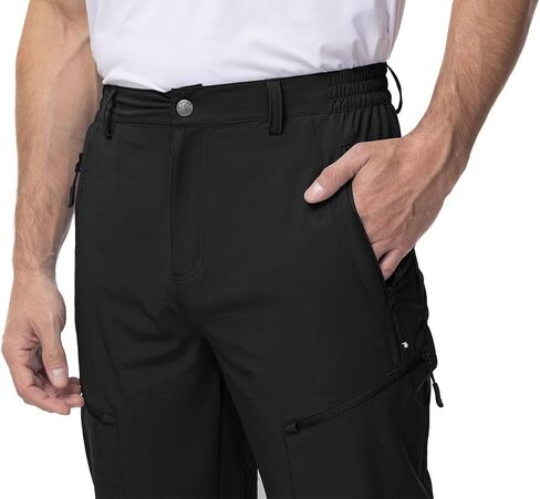 YSENTO Men's Cargo Hiking Pants Water Resistant 5 Zipper Pockets Ripstop 4-Way Stretchy Quick Dry Work Pants in Kuwait