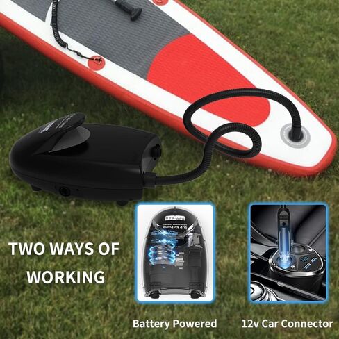 مضخة هواء TONSIM 20PSI SUP، موصل سيارة قابل لإعادة الشحن / 12 فولت تيار مستمر، تضخم مزدوج المرحلة وميزة الإيقاف التلقائي، وظيفة الانكماش، مضخة هواء للوحة التجديف الوقوف، قوارب الكاياك، قارب قابل للنفخ in Kuwait