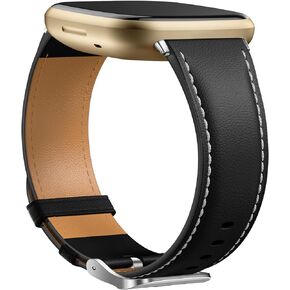 GEAK Leather Band for Fitbit Versa 3 / Fitbit Sense/Fitbit Sense 2 / Fitbit Versa 4 Bands Women Men, Elegant Replacement Wristband for Fitbit Versa 3 4 / Fitbit Sense 2 / Sense Smartwatch, Brown