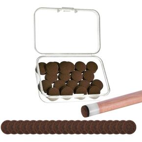 20 قطعة من اطراف عصا البلياردو من تاكباك، مجموعة رؤوس بديلة لعصا البلياردو مقاس 13 ملم مع صندوق تخزين لعصا البلياردو والسنوكر (جلد، بني) in Kuwait