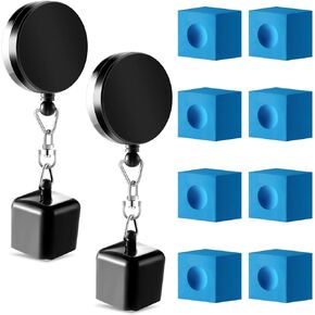 Wettarn 2 Pcs Billiard Pool Cue Chalk Holder and 8 Pcs Pool Chalk Cubes Set Snooker Retractable Drawing Belt Clip Pool Chalk Holder Pool Cue Chalk Snooker Practical Tool for Table Billiards in Saudi Arabia