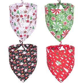 ptdecor 4 حزمة الكلب باندانا عيد الميلاد الكلب عصابات عكسها مثلث الكلب وشاح مريلة منديل مجموعة الكلب عيد الميلاد عصابات الملحقات للكلاب الصغيرة المتوسطة الكبيرة الحيوانات الأليفة in Kuwait