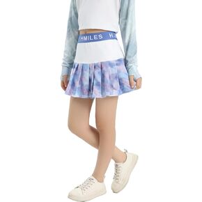 HMILES Girl Pleat Tennis Skirt with Shorts Athletic Skort for Golf Running Age 6-16