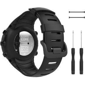 MoKo Suunto Core Watch Band, Classic Replacement Soft Wrist Band Strap with Metal Clasp for Suunto Core Smart Watch, Fits 5.51"-9.06" (140mm-230mm) Wrist, All Black in Kuwait