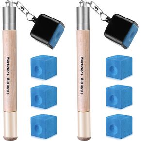 حامل طباشير حمام السباحة من GOTIDA للبلياردو: 2 عبوة 2 في 1 حامل طباشير، جيب عصا حوض السباحة مع 6 قطع مكعبات طباشير حمام السباحة، حامل طباشير عصا حمام السباحة لضرب الكرات الدقيقة in Kuwait