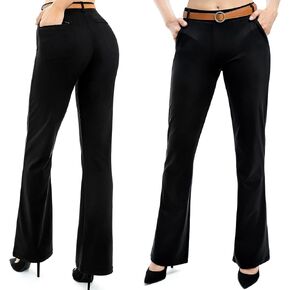 Women's Yoga Dress Pants with 4 Pockets, 29"/31"/33"/35" Black Work Pants Business Casual, Bootcut Stretch Slacks for Women in Kuwait