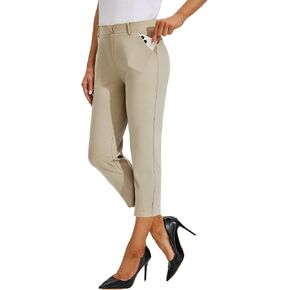 Willit Women's Capri Pants Dress Yoga Pants Work Capri Slacks Stretch Office Pants High Waisted 21" in Kuwait