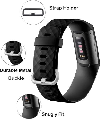 أساور Hamile متوافقة مع Fitbit Charge 4 / Fitbit Charge 3 / Fitbit Charge 3 SE، حزام ساعة بديل مقاوم للماء للياقة البدنية وسوار معصم رياضي للنساء والرجال، مقاس كبير، أسود in Kuwait