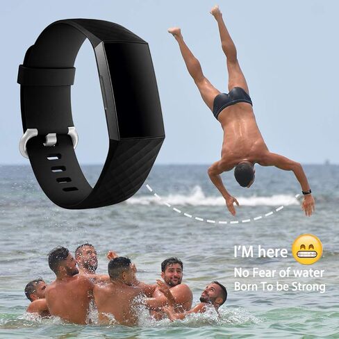 أساور Hamile متوافقة مع Fitbit Charge 4 / Fitbit Charge 3 / Fitbit Charge 3 SE، حزام ساعة بديل مقاوم للماء للياقة البدنية وسوار معصم رياضي للنساء والرجال، مقاس كبير، أسود in Kuwait