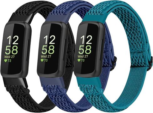 3 قطع من أربطة النايلون المرنة المتوافقة مع Fitbit Inspire 3/Inspire 2/Inspire HR/Inspire/Ace 3/Ace 2، حزام معصم رياضي بحلقة من النايلون قابل للتنفس وقابل للتمدد للنساء والرجال in Kuwait