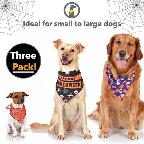 عصابات الهالوين للكلاب على طراز Odi مع علامة خدعة أو حلوى - عبوتان، أزياء الهالوين المطبوعة على شكل جاك أو فانوس للكلاب، ديكورات الهالوين، لافتة اليقطين، عصابات الخريف للكلاب الصغيرة والمتوسطة والكبيرة in Kuwait