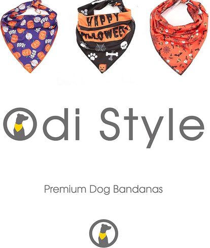 عصابات الهالوين للكلاب على طراز Odi مع علامة خدعة أو حلوى - عبوتان، أزياء الهالوين المطبوعة على شكل جاك أو فانوس للكلاب، ديكورات الهالوين، لافتة اليقطين، عصابات الخريف للكلاب الصغيرة والمتوسطة والكبيرة in Kuwait