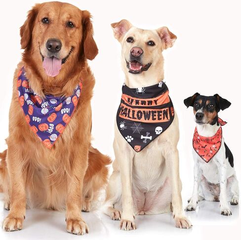 عصابات الهالوين للكلاب على طراز Odi مع علامة خدعة أو حلوى - عبوتان، أزياء الهالوين المطبوعة على شكل جاك أو فانوس للكلاب، ديكورات الهالوين، لافتة اليقطين، عصابات الخريف للكلاب الصغيرة والمتوسطة والكبيرة in Kuwait