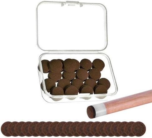 20 قطعة من اطراف عصا البلياردو من تاكباك، مجموعة رؤوس بديلة لعصا البلياردو مقاس 13 ملم مع صندوق تخزين لعصا البلياردو والسنوكر (جلد، بني) in Kuwait