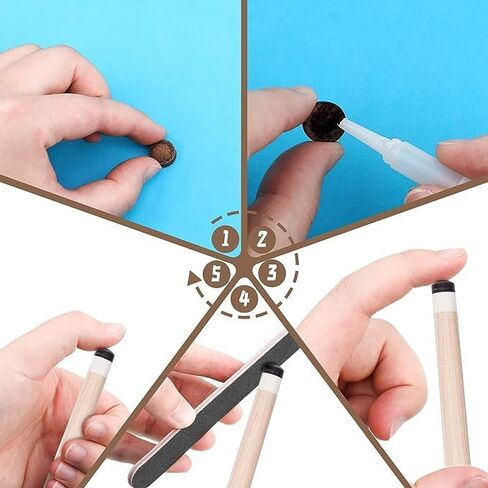 20 قطعة من اطراف عصا البلياردو من تاكباك، مجموعة رؤوس بديلة لعصا البلياردو مقاس 13 ملم مع صندوق تخزين لعصا البلياردو والسنوكر (جلد، بني) in Kuwait