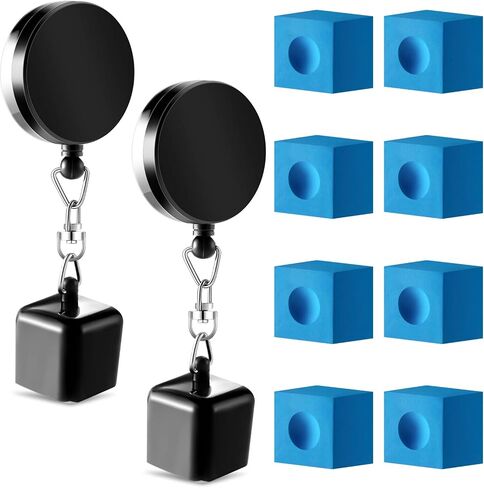 Wettarn 2 Pcs Billiard Pool Cue Chalk Holder and 8 Pcs Pool Chalk Cubes Set Snooker Retractable Drawing Belt Clip Pool Chalk Holder Pool Cue Chalk Snooker Practical Tool for Table Billiards in Saudi Arabia