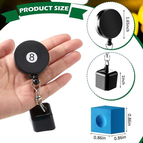 Wettarn 2 Pcs Billiard Pool Cue Chalk Holder and 8 Pcs Pool Chalk Cubes Set Snooker Retractable Drawing Belt Clip Pool Chalk Holder Pool Cue Chalk Snooker Practical Tool for Table Billiards in Saudi Arabia