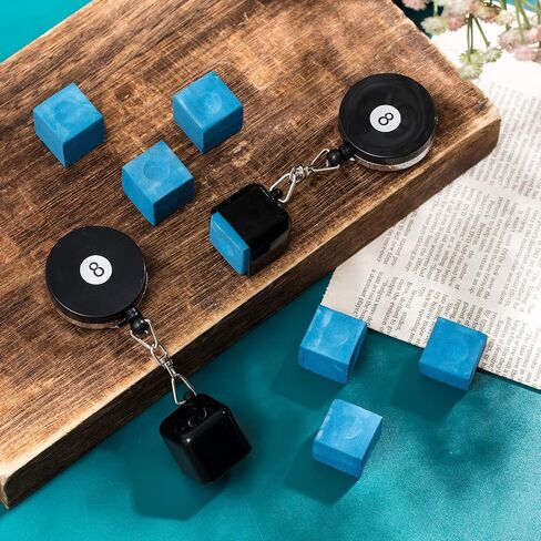 Wettarn 2 Pcs Billiard Pool Cue Chalk Holder and 8 Pcs Pool Chalk Cubes Set Snooker Retractable Drawing Belt Clip Pool Chalk Holder Pool Cue Chalk Snooker Practical Tool for Table Billiards in Saudi Arabia