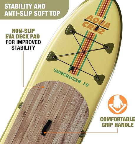 ألواح التجديف القابلة للنفخ من أكوا كروز، متينة مع ملحقات، سطح ممتاز غير قابل للانزلاق مثالي للرياضات المائية الخارجية واليوجا على لوح التجديف - مقاسات متعددة in Kuwait
