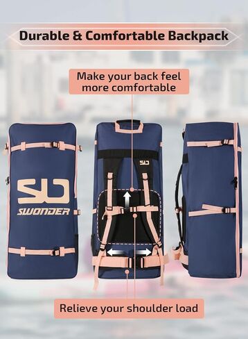 لوح تجديف قابل للنفخ مقاس 11'6 بوصة من سوندر، لوح تجديف عالي التحمل للبالغين والأطفال، قدرة عالية تصل إلى 300 رطل مع ملحقات متميزة بما في ذلك مضخة هواء، ومجاديف، ومقود، وحقيبة ظهر in Kuwait