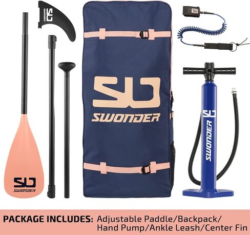 لوح تجديف قابل للنفخ مقاس 11'6 بوصة من سوندر، لوح تجديف عالي التحمل للبالغين والأطفال، قدرة عالية تصل إلى 300 رطل مع ملحقات متميزة بما في ذلك مضخة هواء، ومجاديف، ومقود، وحقيبة ظهر in Kuwait