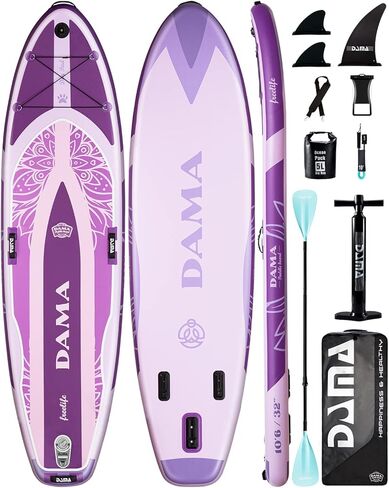 DAMA Premium Yoga&Pets Inflatable Stand Up Paddle Board, 33" Extra Wide Sup Board for Adult on Water, 330lbs Yoga Boardd with Durable SUP Accessories & Carry Bag in Kuwait