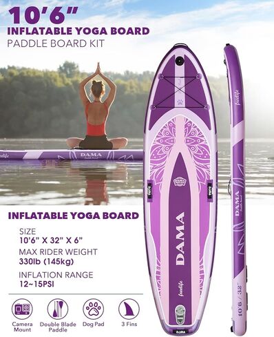 DAMA Premium Yoga&Pets Inflatable Stand Up Paddle Board, 33" Extra Wide Sup Board for Adult on Water, 330lbs Yoga Boardd with Durable SUP Accessories & Carry Bag in Kuwait
