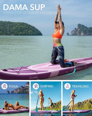 DAMA Premium Yoga&Pets Inflatable Stand Up Paddle Board, 33" Extra Wide Sup Board for Adult on Water, 330lbs Yoga Boardd with Durable SUP Accessories & Carry Bag in Kuwait