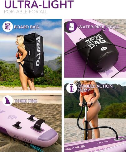 DAMA Premium Yoga&Pets Inflatable Stand Up Paddle Board, 33" Extra Wide Sup Board for Adult on Water, 330lbs Yoga Boardd with Durable SUP Accessories & Carry Bag in Kuwait