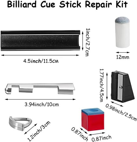 مجموعة اصلاح عصا البلياردو مكونة من 26 قطعة مع قطعتين من قفازات البلياردو، مجموعة اصلاح عصا البلياردو تتضمن 1 مشبك عصا و1 اداة تشكيل كرة البلياردو و2 اطراف تشذيب و12 مكعب طباشير للبلياردو و10 رؤوس in Kuwait