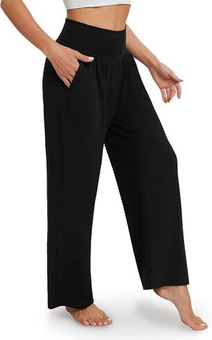 Gracyoga Wide Leg Pants for Women Casual Loose Yoga Sweatpants Comfy High Waisted Lounge Pajama Flowy Pants with Pockets in Kuwait